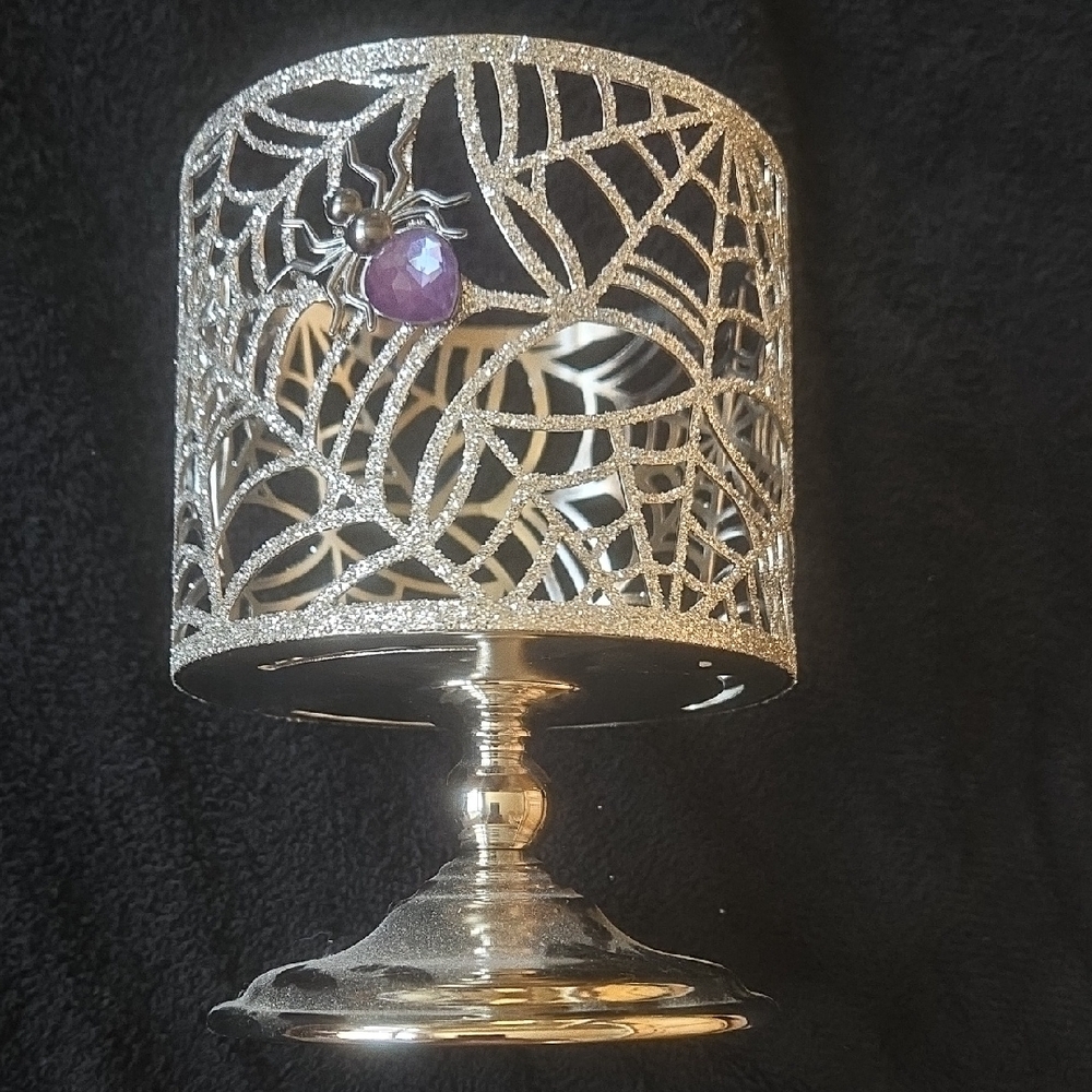Silver Spider Web Candle Holder